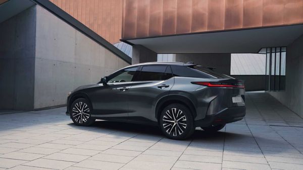 Side view of a parked Lexus RZ