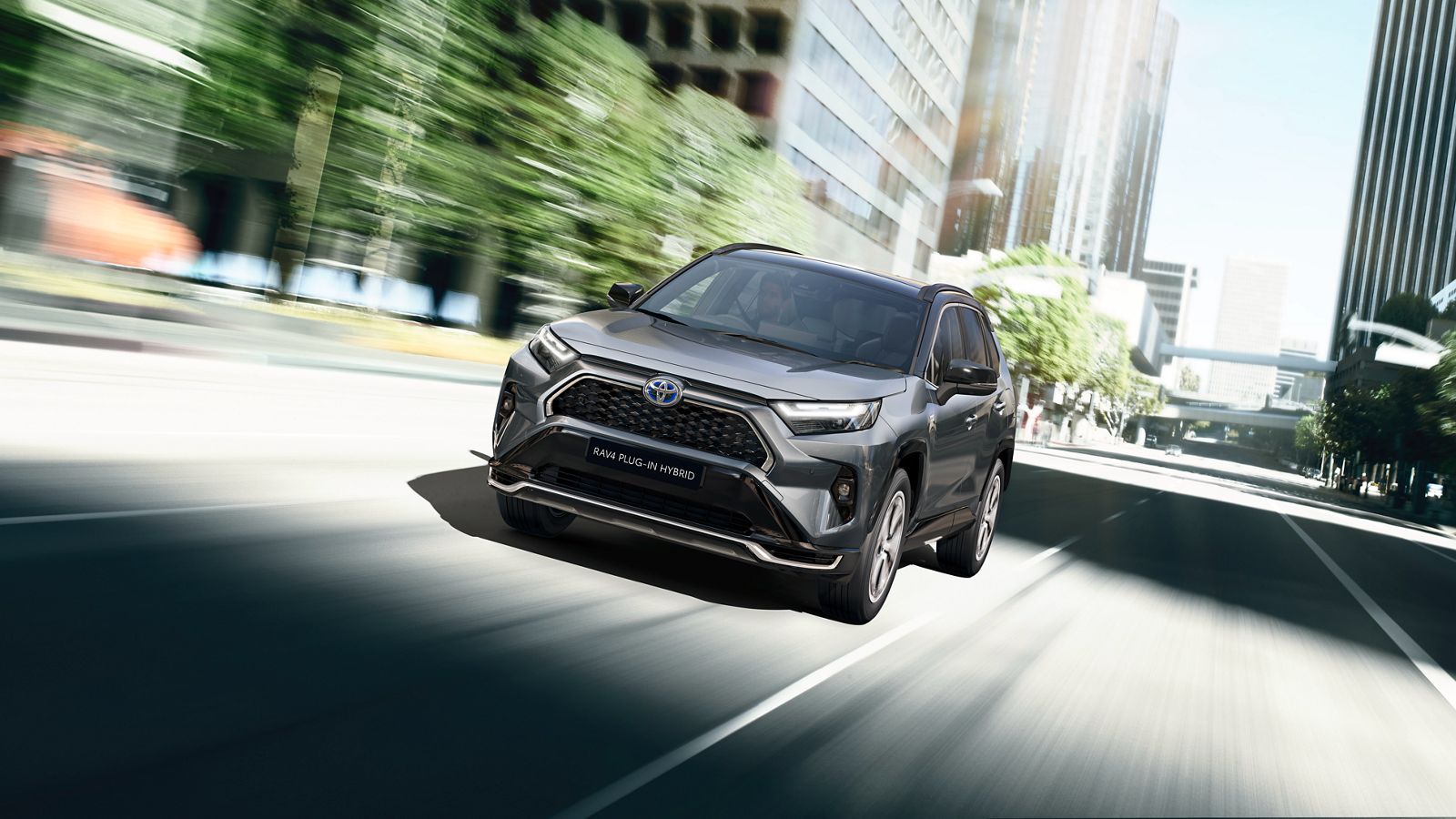 The stylish RAV4 on a sunny city street 