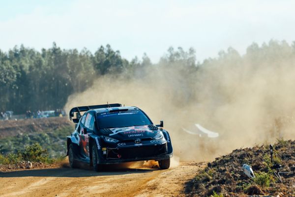 Rally car in mid air